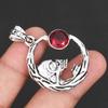 925 Sterling Silver Skull Crescent Moon Pendant Necklace with Garnet Stone for Men & Women Punk Rock Biker Jewelry Gift