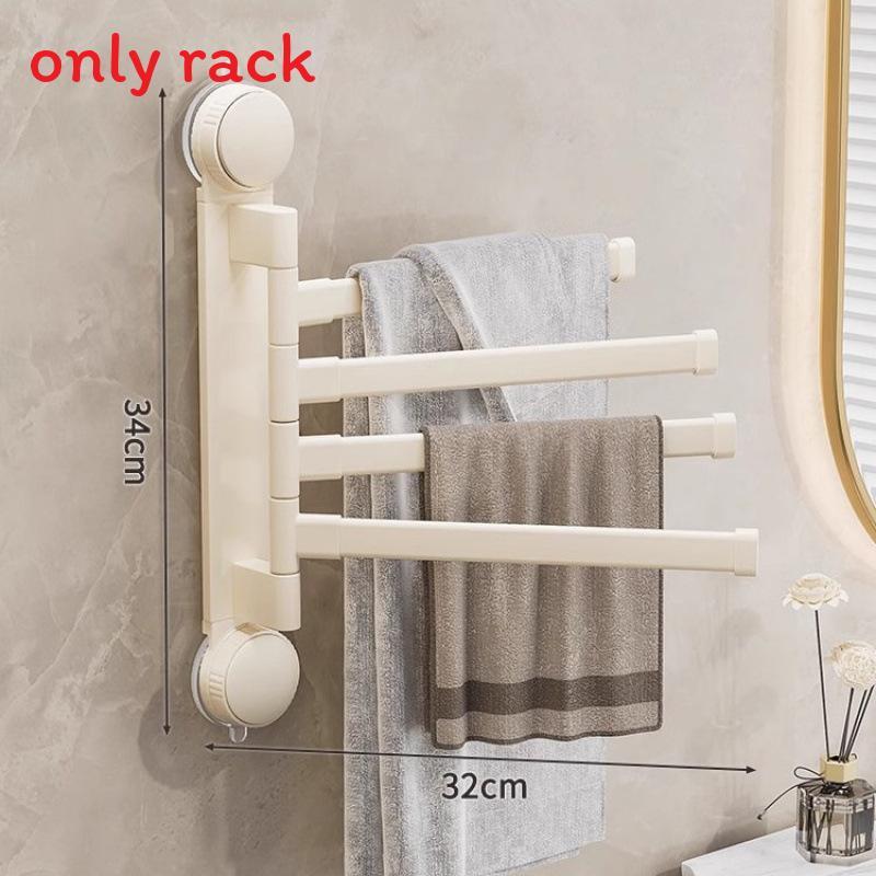 Modern Minimalist Plastic Rotating Towel Rack With Suction Cups For Bathroom Organization