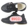 Pristine GUCCI Low cut sneakers Ryton With logo black leather mens 6.5 523609 Used