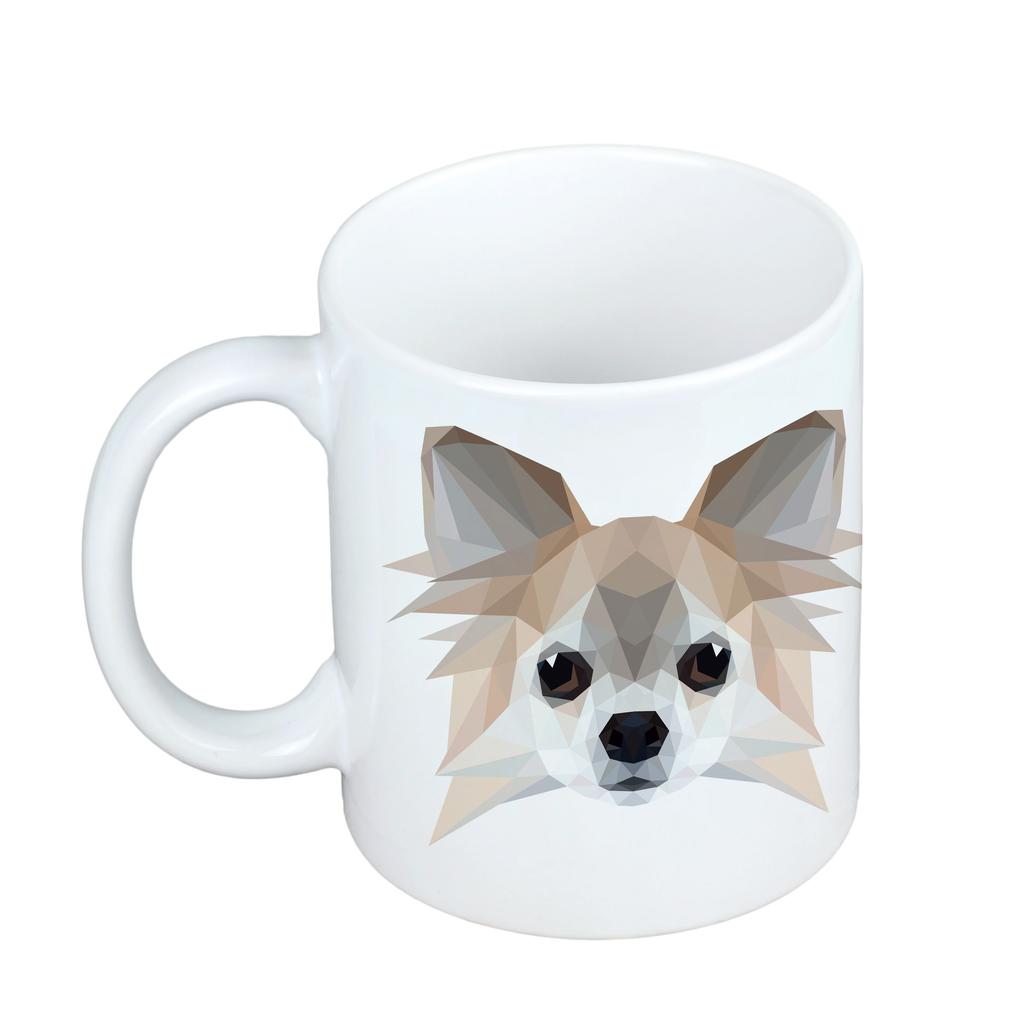 Chihuahua Długowłosy -Kubek Ze Zdjęciem I Napisem Geometryczny Pies Art-Dog
