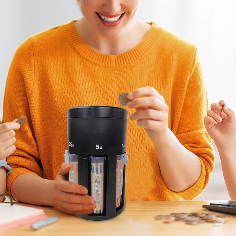 Pvc Automatic Coin Sorter 5-In-1 With Coin Wrappers - Quick & Accurate Coin Counter, Portable Change Organizer Bank Jar