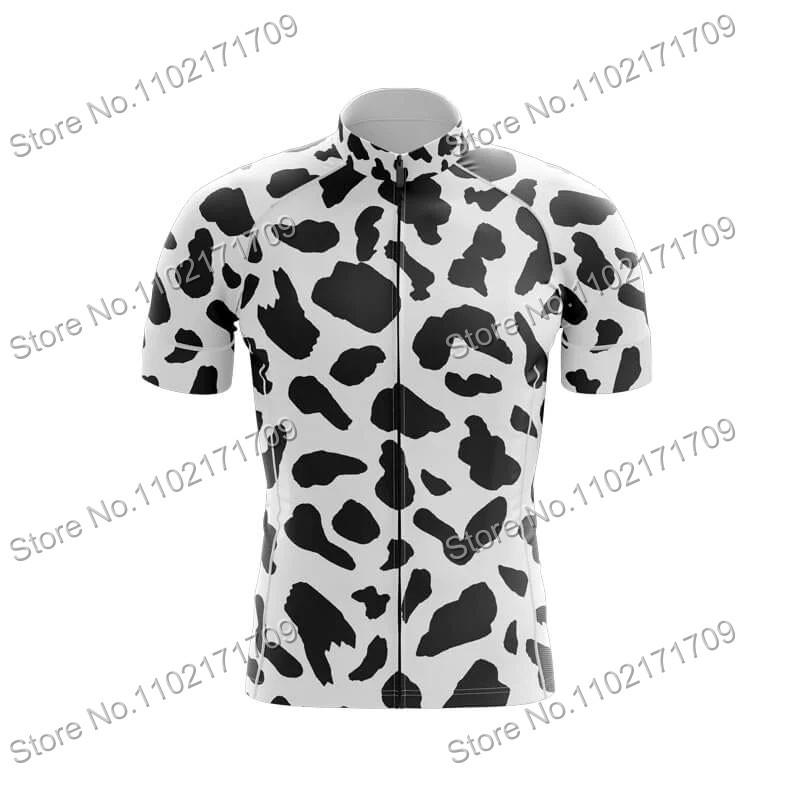 Klassisches Kuh Kuh Kuh Lustiges Radtrikot Set Herren und Damen Radbekleidung Kuhfell Weißes Rennrad T-Shirts MTB Ciclismo Kleidung 3XL