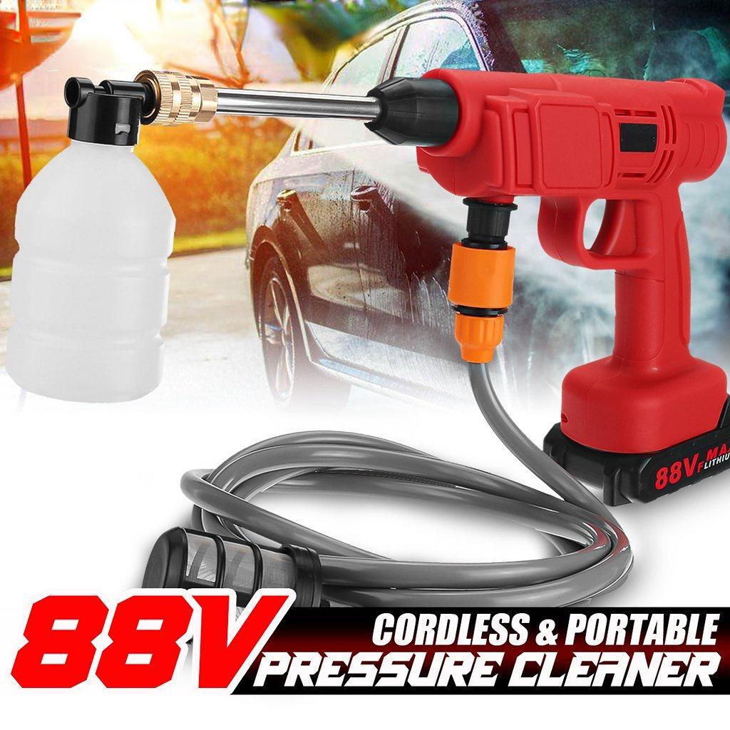 88VF 1000W Akku-Wasserstrahl-Autowaschanlage Tragbare Hochdruck-Wasserspritzpistole Schaumwasserdüsen-Reinigungsmaschine