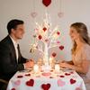 Romantic Valentine Tree Glow Birch Decoration With Timer 24 LED Lamp Light Tree With 18 Heart Ornaments For Home Indoor Tabletop