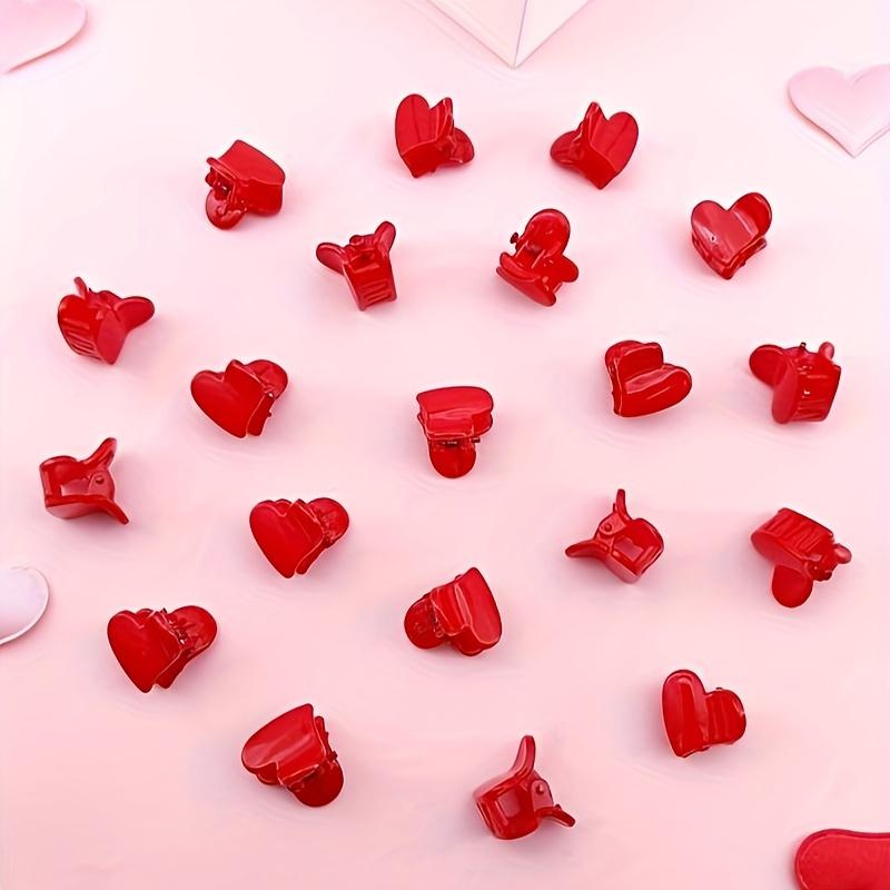 Solid Color Heart Shaped Hair Clips Mini Hair Clips Elegant Hair Barrettes For Valentine's Day