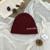 Letter solid color wool hat men's and women's autumn and winter street fashionable cold hat warm knitted hat showing face small headhat
