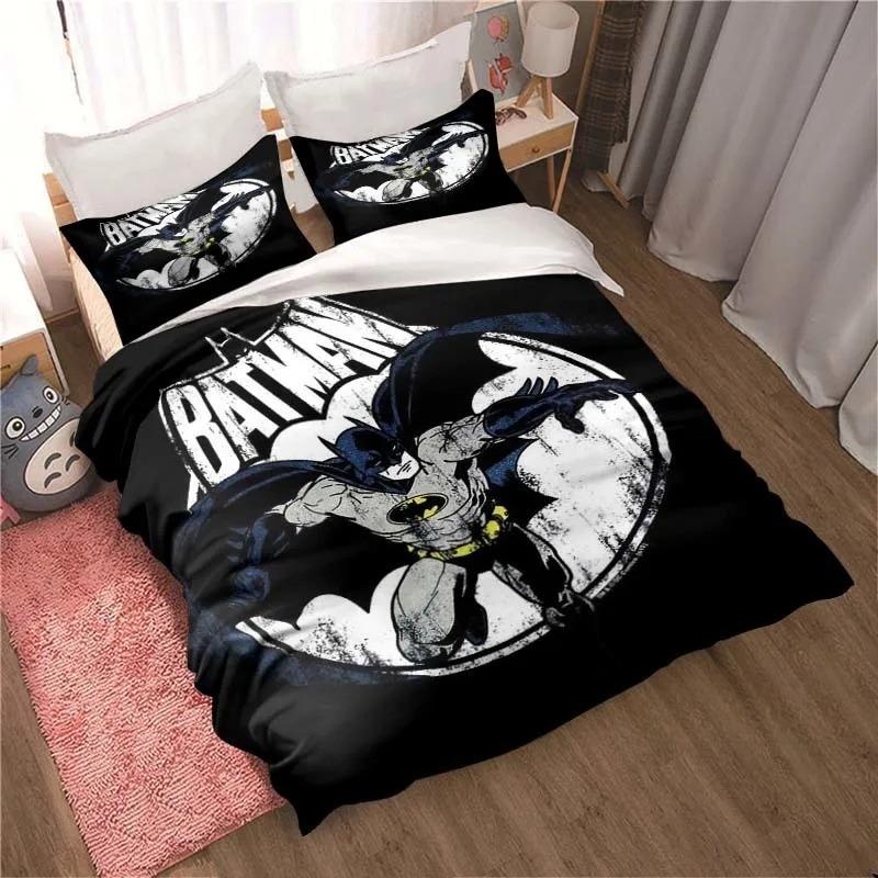 3D Printed B-Batman Bedding Set, Cartoon Duvet Cover and Pillowcase Single/Double, Home Bedroom Decoration, Boy Gift
