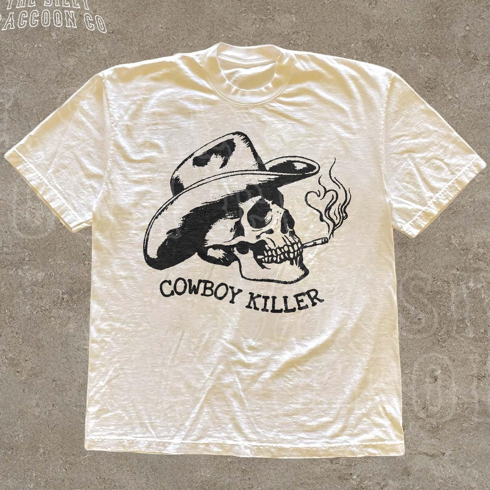 Cowboy Skull Comfort Colors® Shirt, Western Gothic Tee, Outlaw Aesthetic Graphic Tee, Skeleton tattoo Art Shirt, Grunge Smoker Skull T-Shirt 4XL
