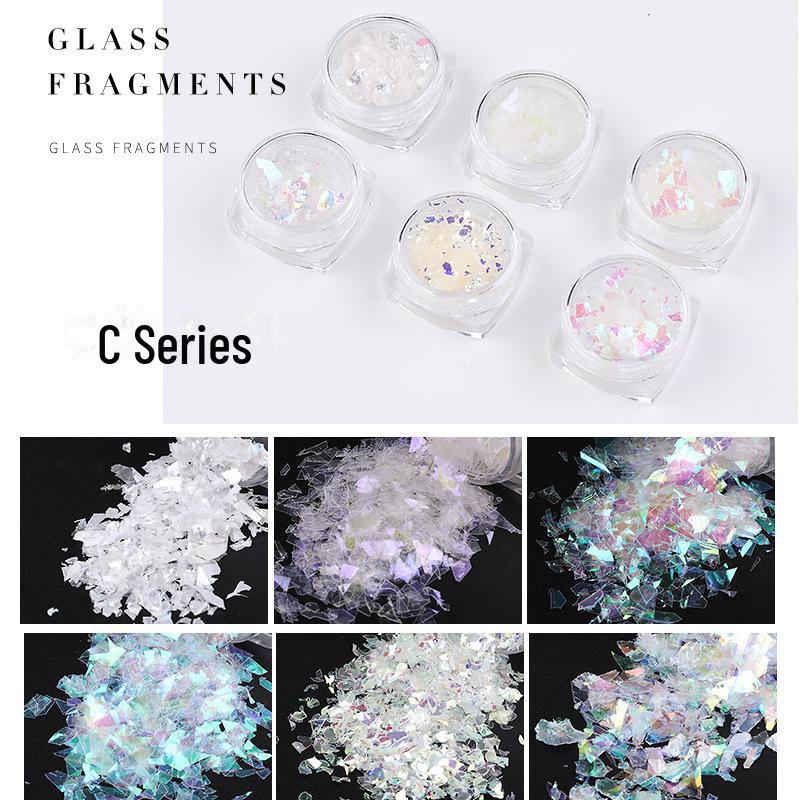Iridescent Nail Art Sequins: Colorful Cellophane Fragments & Aurora Paper