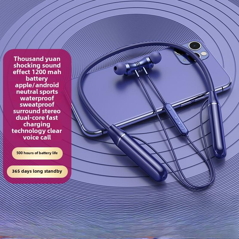 

Беспроводная спортивная Bluetooth-гарнитура, водонепроницаемая, устойчивая к поту, шейного типа, с длительным временем работы от батареи синий