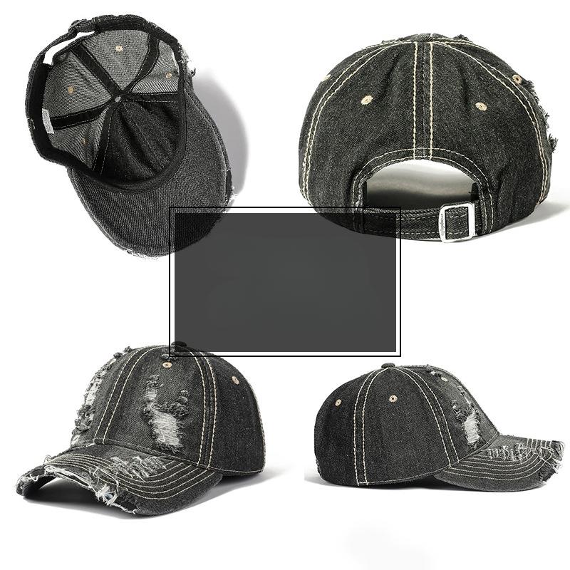 Women's Baseball Cap, Spring/summer New Style, Retro Perforated Fashion, Duckbill Cap, Personalized Multifunctional, Men's Washed Denim Cap