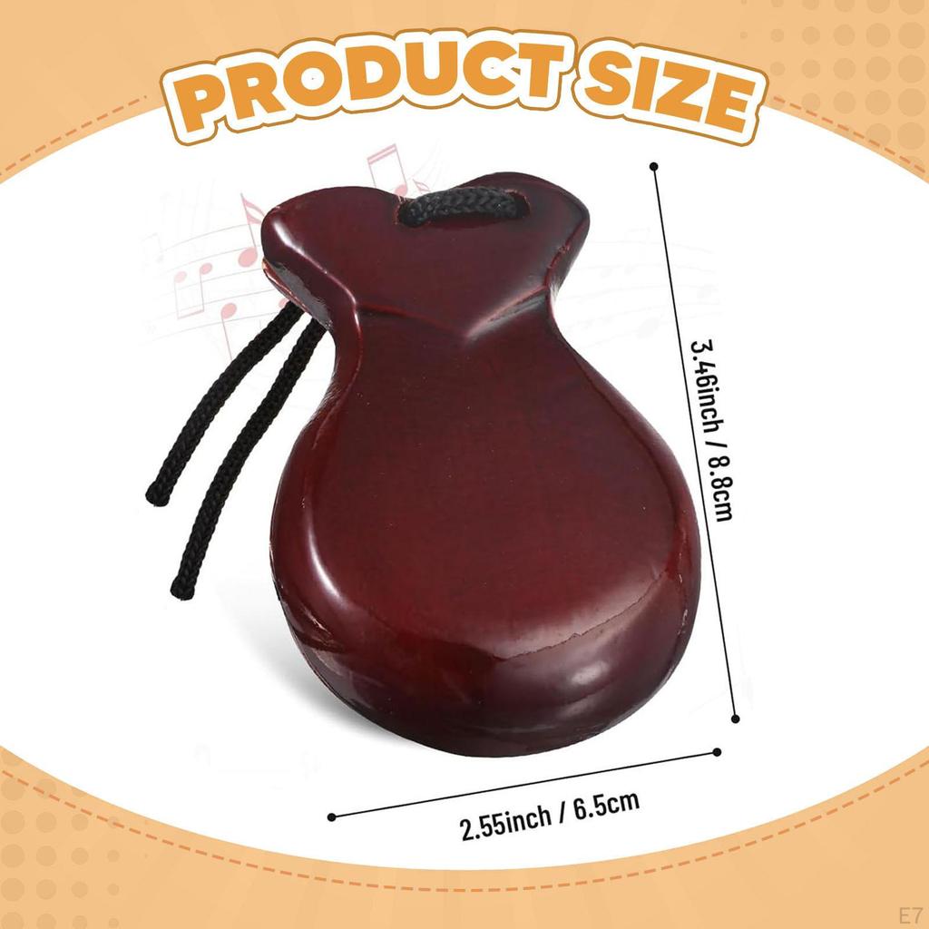 1 Pair Spanish Wooden Castanets for Adults And Children, Handmade Hand Percussion Instruments