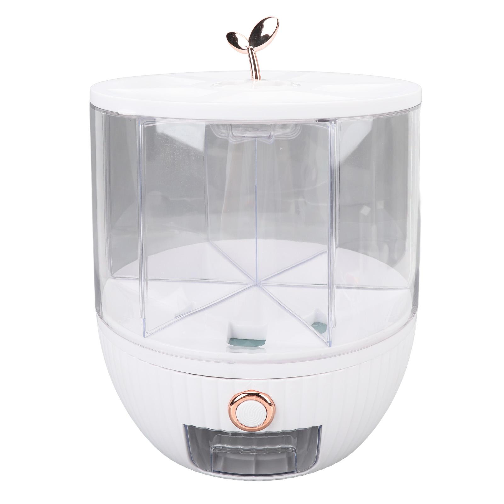 

Контейнер для хранения зерна Диспенсер для риса Вращающийся на 360 градусов Круглый на 6 секций для продуктов 10 кг белый