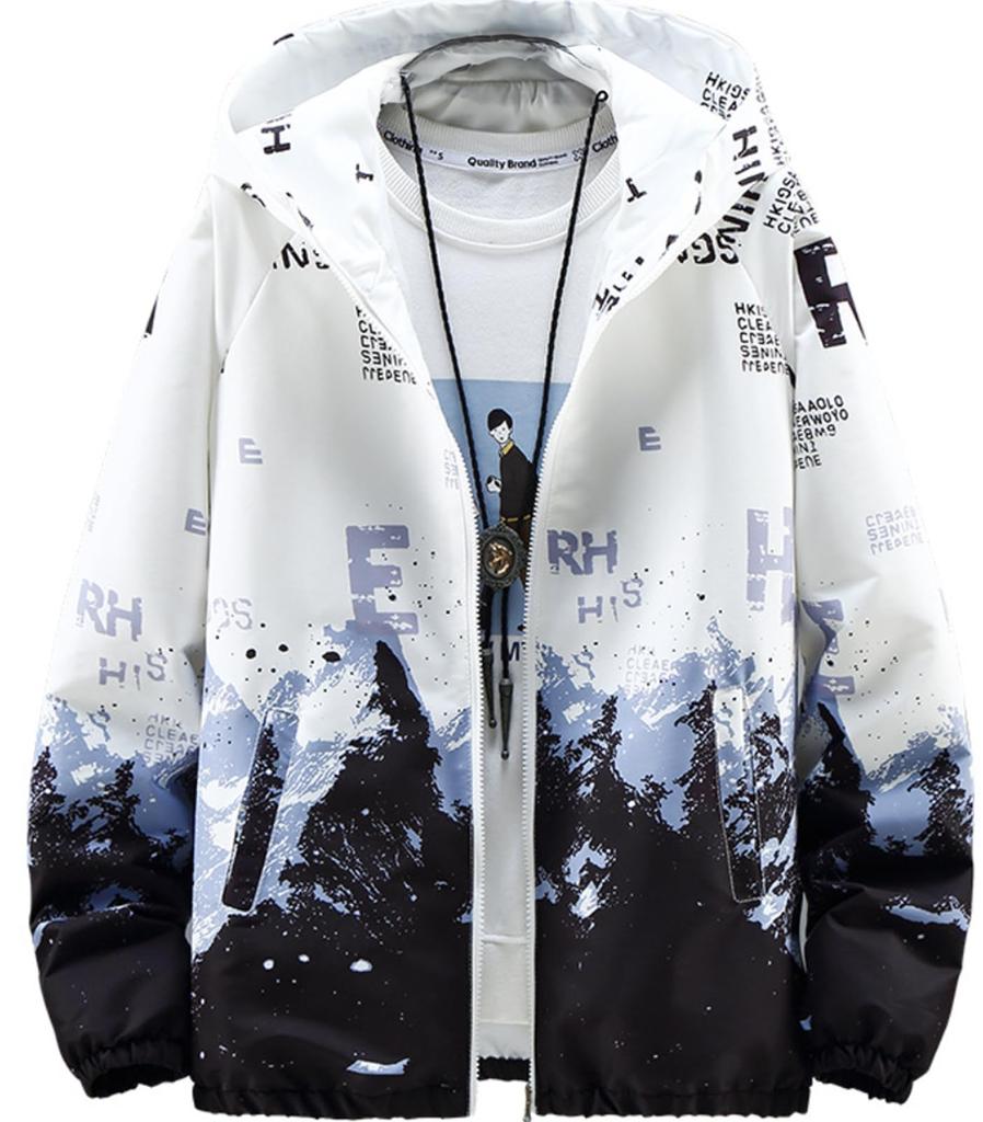 Windbreaker Outdoor Zip Up Casual Hooded Parka Autumn Winter Korean Style Harajuku Style Street Sports Training Stretching Fishing Climbing Camping