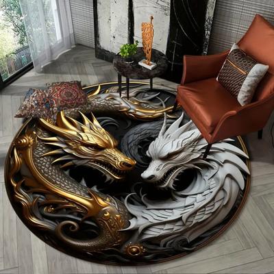 3D Dragon Bathroom Rug Absorbent Floor Mat with Anti-Slip Backing Realistic Dragon Decorative Rug for Bedroom Living Room Playroom