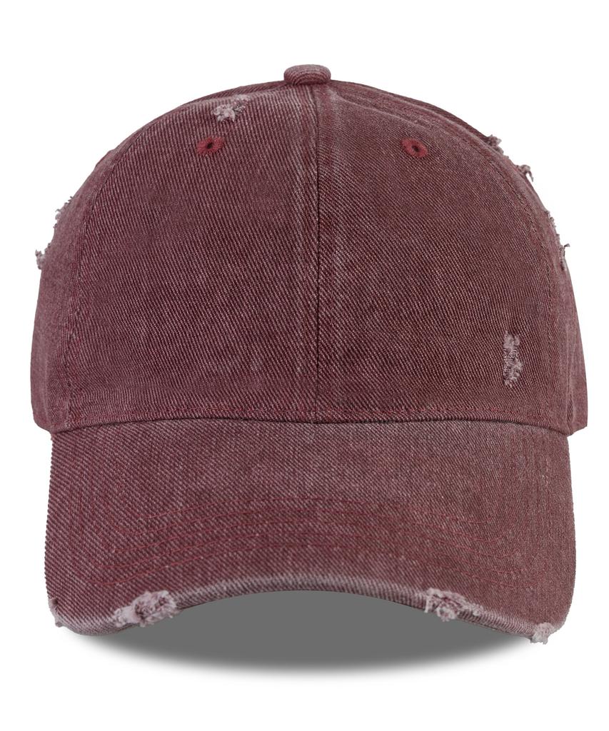 Chaebteo Standard Pigment Damage Ball Cap - Burgundy