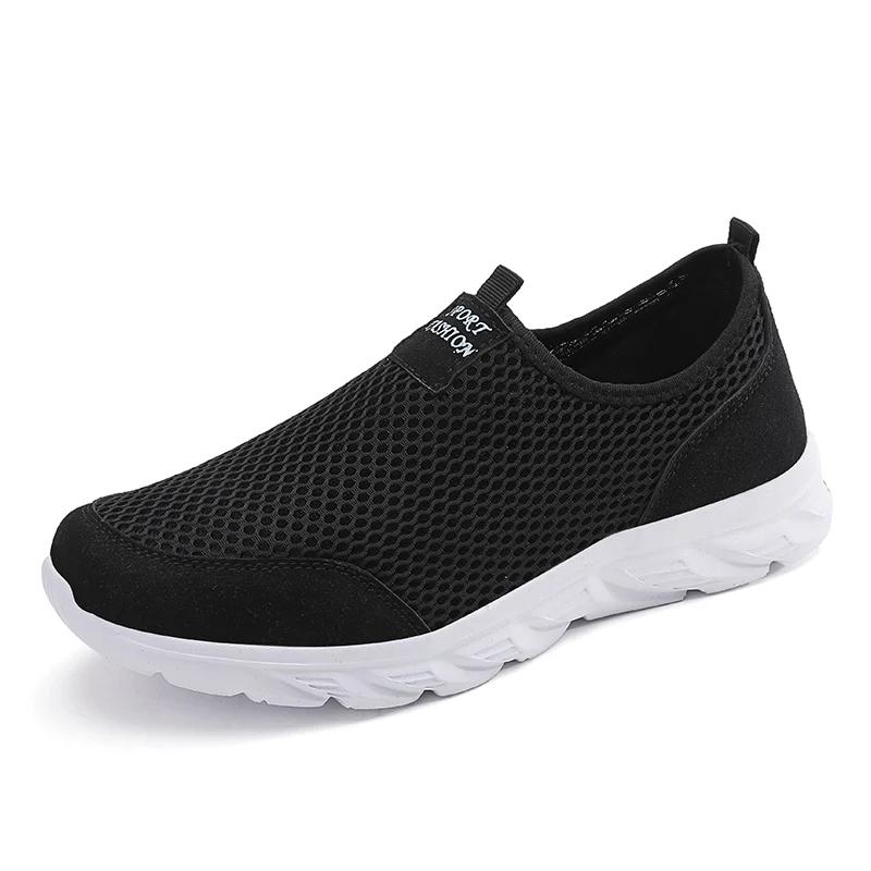 2025Men Shoes Summer Breathable Mesh Soft Lightweight Walking Casual Travel Shoes Male Loafers Slip-On Sneakers Big  Men Shoes