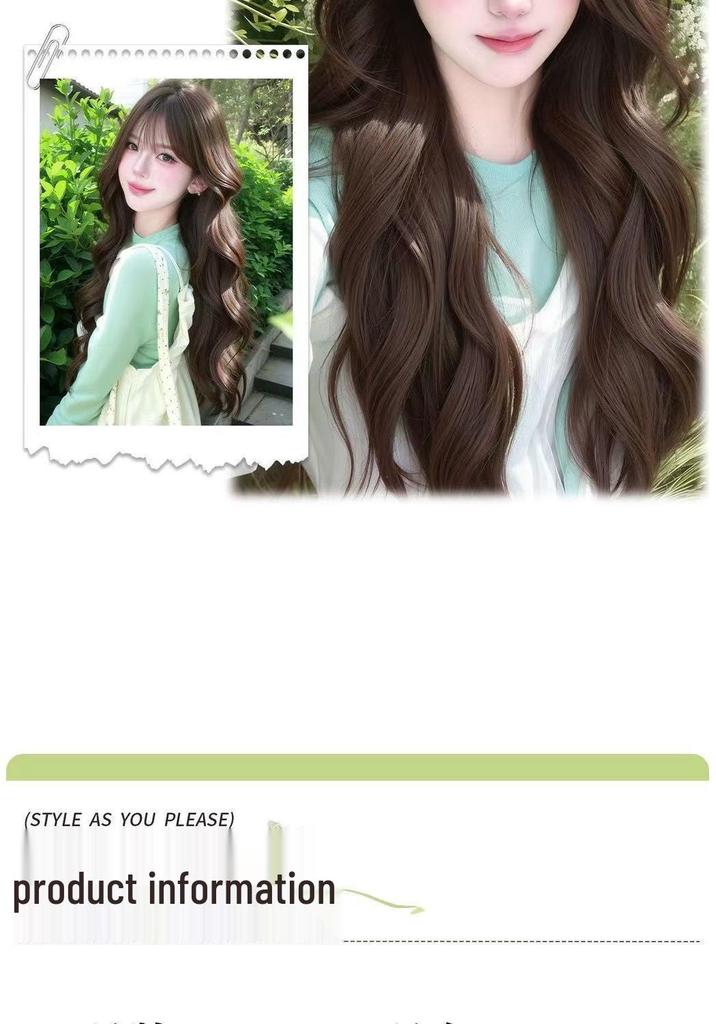Women's Full Head Cover Wig with Long Curly Hair, Fluffy Big Waves, Natural-Looking Simulation Hair