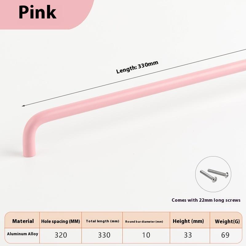 

Барвисті Прості Меблеві Ручки Шафи Ручки для Дитячої Кімнати Ручки-Кулі для Шухляд Сучасна Фурнітура з Алюмінієвого Сплаву Pink 330MM