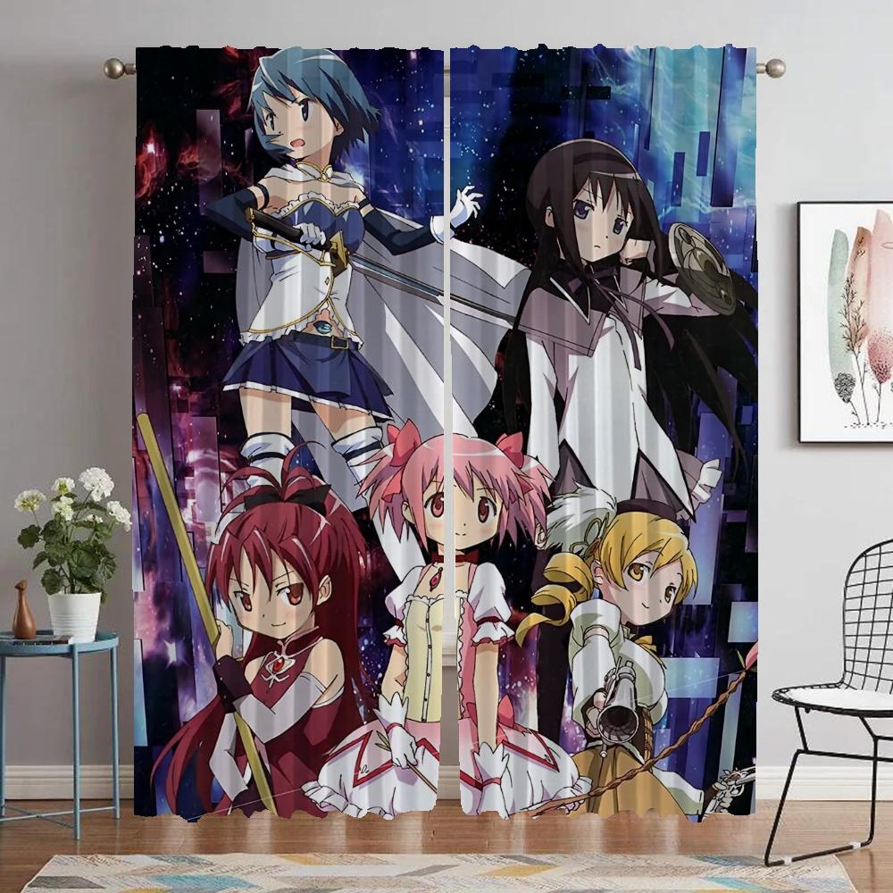 Perdeler Çocuk Odası Puella Magi Madoka Magica Ev İç Mekan Perdeleri Kamera Gölgelikleri için Oturma Odası Perdesi Cadılar Bayramı Dekorasyonu