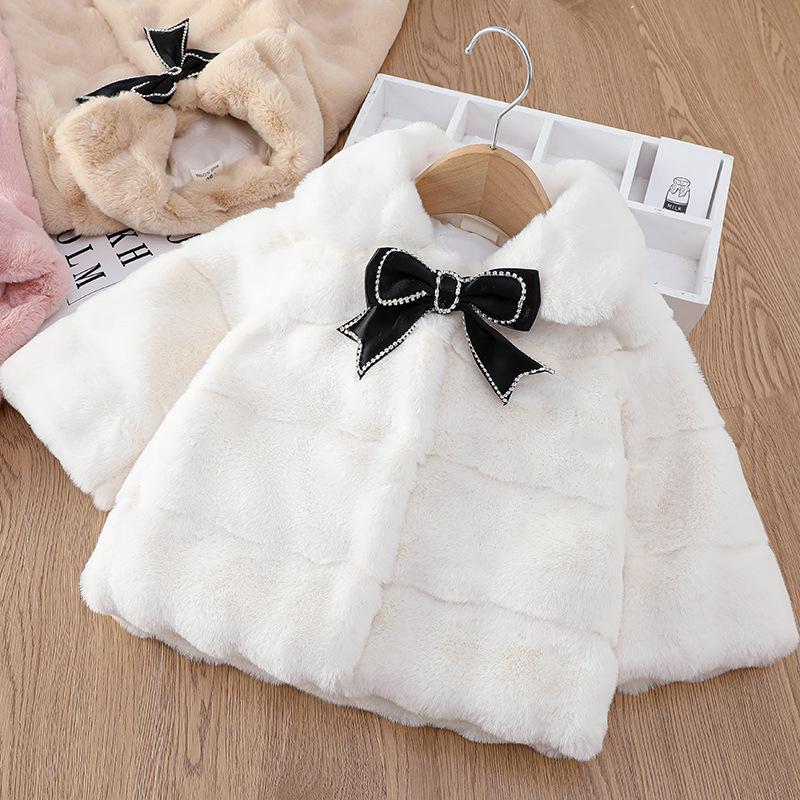 Girls' New Winter Faux Rex Rabbit Fur Coat
