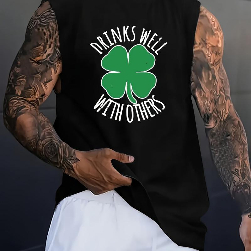 

Sleeveless Graphic Tee, Humorous Patterns Cotton Blend for Summer Beach XXL