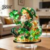 Clover And Gold St. Patrick 2Pcs Ornaments Gnome Coin Decor 2D Acrylic Day Ornament with Green Holiday Decoration Base