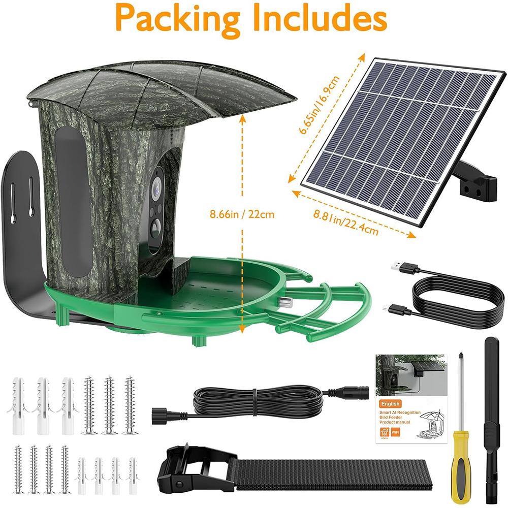 Smart Bird Feeder with Camera Outdoor,Bird Watching Camera,1080P HD AI Identify Wildlife Species