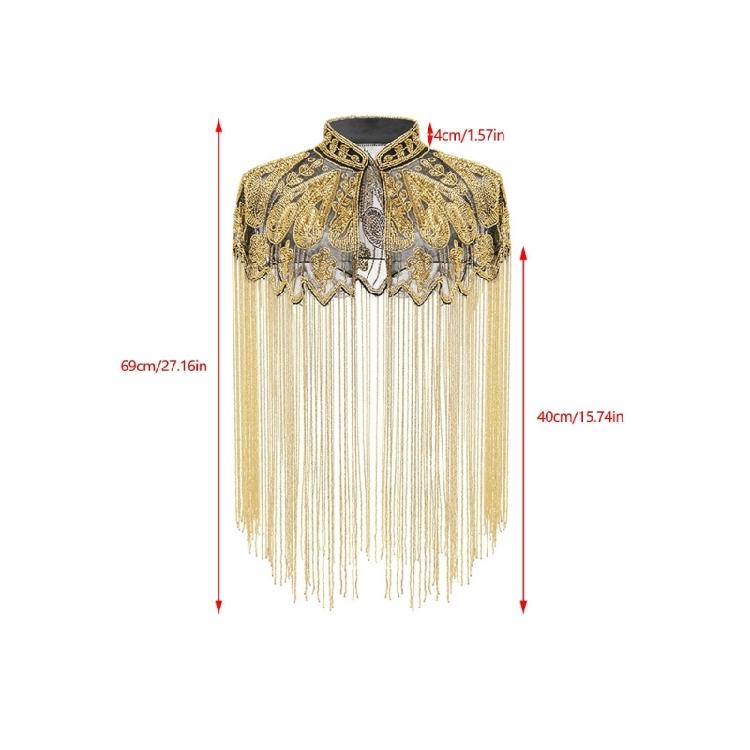 Mantelle Metalliche Filettate con Perline Coprispalle Elegante Accessorio Costume Per Eventi Festivi e Serate