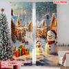 2pcs 2D Flat Printing Merry Christmas Popular Window Drapes Farm Style Christmas Scene 0 Machine Washable Polyester Without