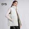 Women Winter Waistcoat Stand Collar Thick Sleeveless Padded Outerwear with Pockets Zipper Closure Mid Length Outdoor Coat