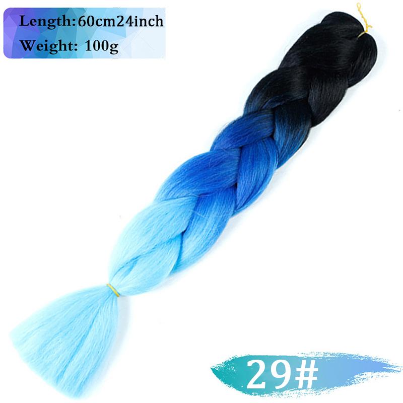 

24-дюймова в’язана триколірна триколірна перука з нарощеним волоссям із яскравою косою та хвостиком підходить для щоденного косплею та Хелловіна