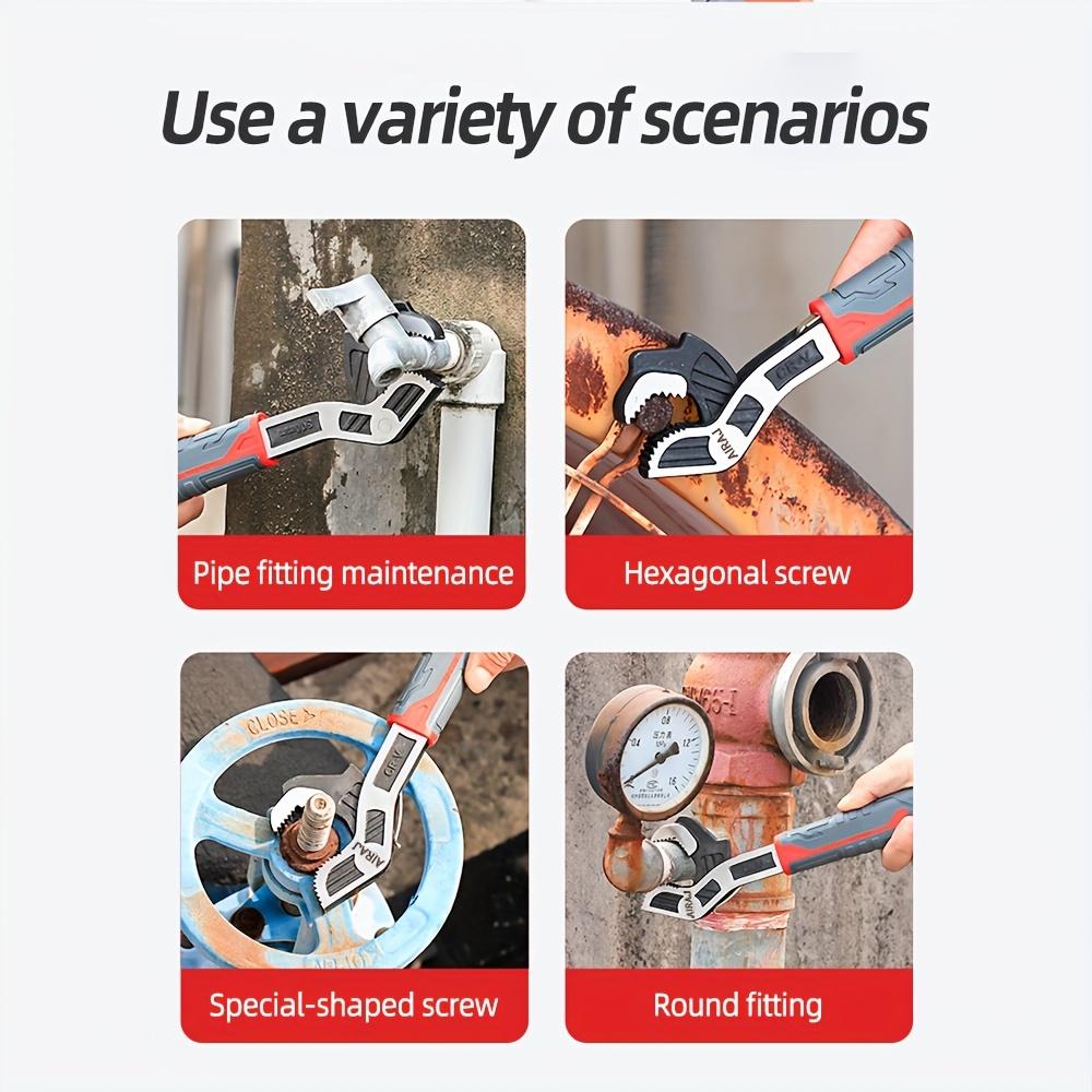 Multi-Purpose Self-Locking Wrench, Adjustable Pipe Wrench, 6 8 10 12 Inch Self-Locking Adjustable Wrench, Non-Slip Grip, Made of Chrome Vanadium Steel