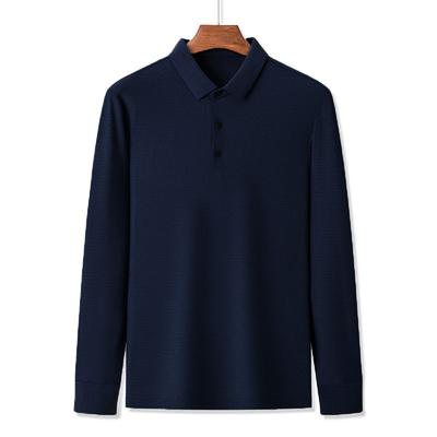 Men's Business Casual Lapel Ice Silk Markless Iron-free Long-sleeved POLO Shirt