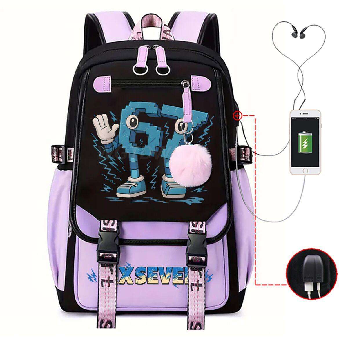 Dessin animé Six Seven Brainrot Italien Funn Jeu Sac à dos Filles Garçons d'université 67 Thème de conception Sac à dos Mode Sacs à dos de livres avec charge USB
