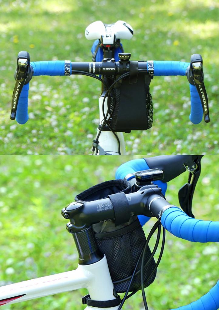 POTA BIKE Stem Side Pouch Bicycle Handle Pouch/Drink Holder (Black)
