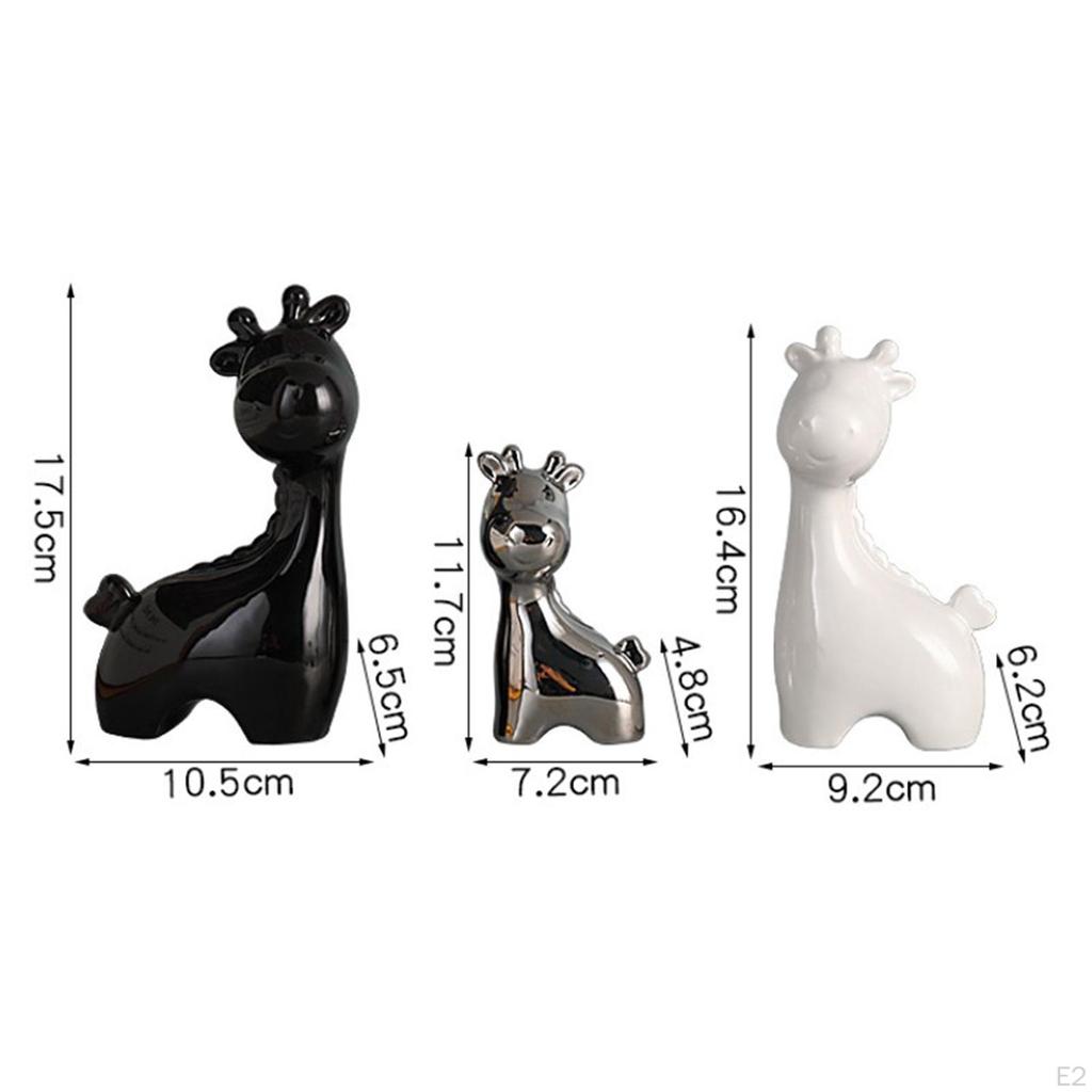 3 Pieces Ceramic Deer Family Statue Table Ornament Multifunctional Shelf Sculpture Handicraft for