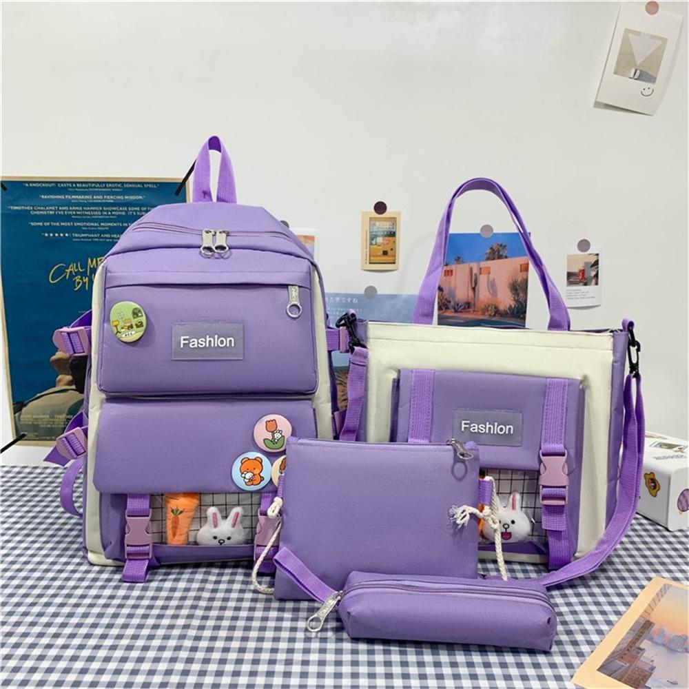 

2023 Новая школьная сумка, четырехсекционный рюкзак большой емкости фиолетовый