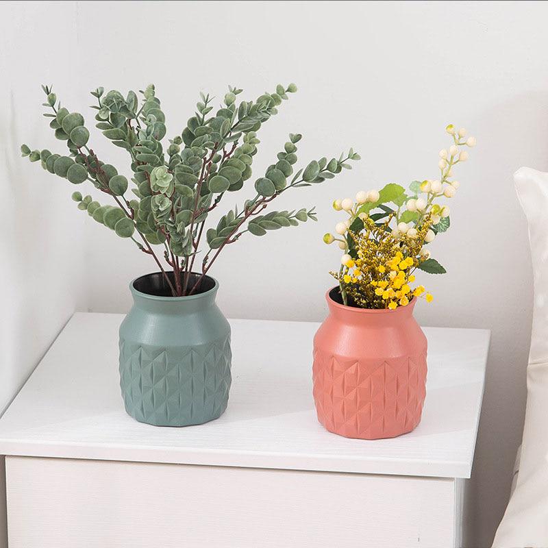 Jednoduchá plastová váza Nový kreativní severský styl Aranžování suchých a mokrých květin Nádoba Imitace keramického šťavnatého květináče