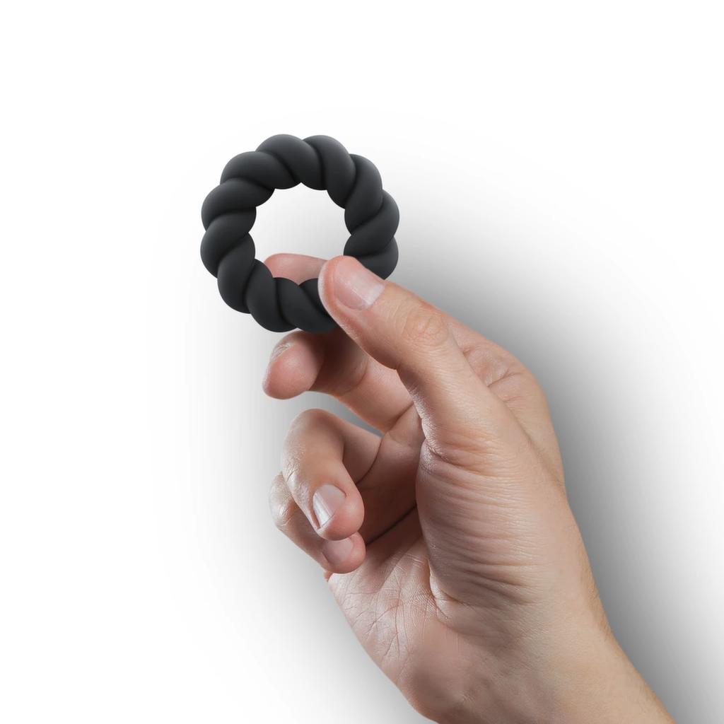 Rocks-Off - Liquid Silicone Twist Penis Ring Black
