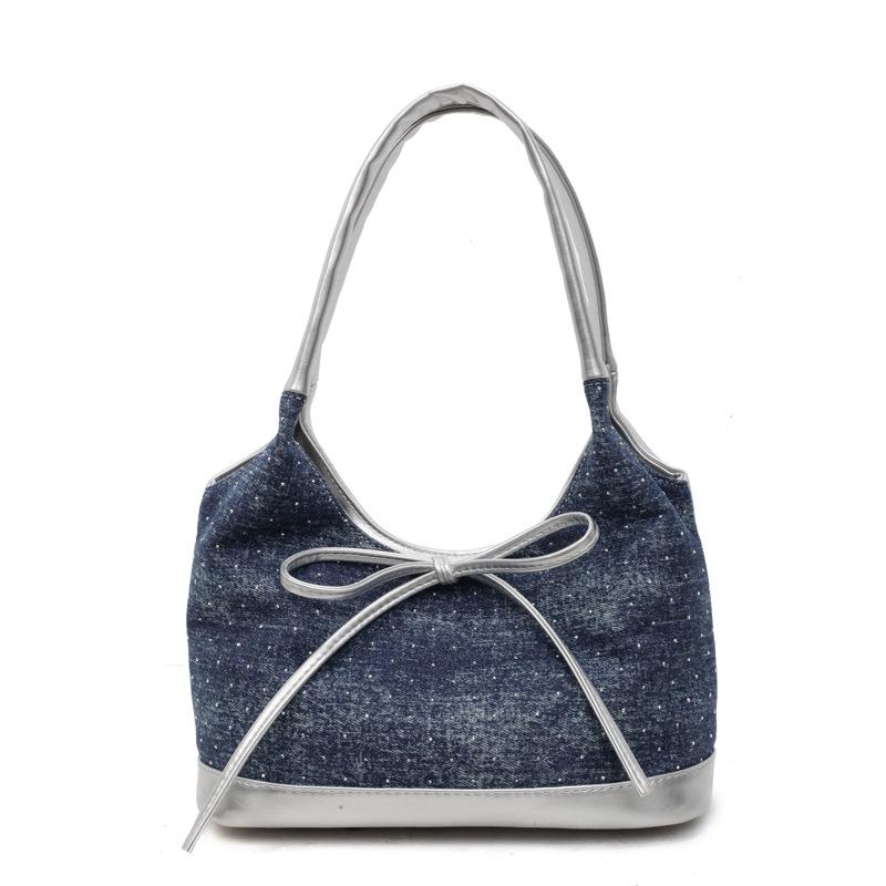 Lässige Denim-Achseltasche Damen neue Mode College-Stil Tragetasche Splicing Umhängetasche