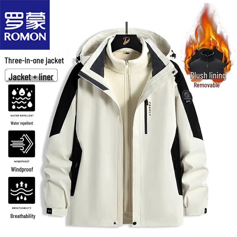 ROMON Men's 3-in-1 Autumn Winter Windbreaker Jacket