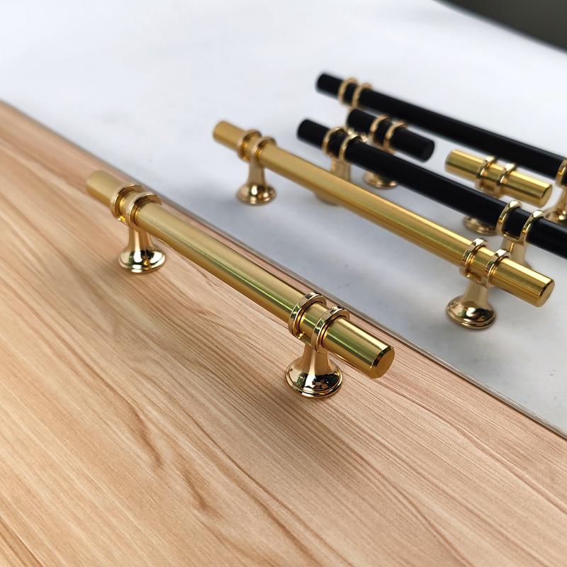 Black Gold Combination Single Hole Furniture Handle European T Bar Solid Cabinet Wardrobe Door Handle