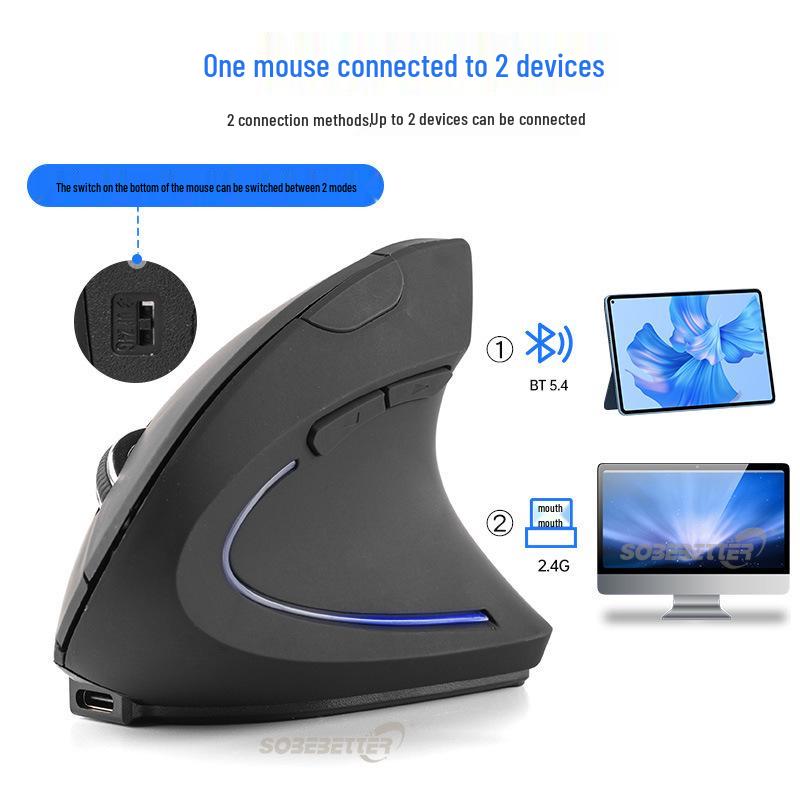 Ergonomic Bluetooth Rechargeable Wireless Mouse for Office & Home