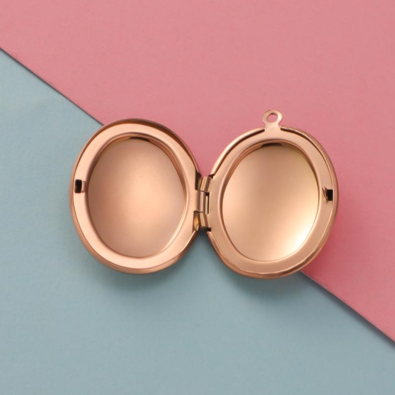 316L Stal nierdzewna polerowana na lustro Owalna ramka na zdjęcie Pamiątkowy wisiorek naszyjnik, 24x33.5mm