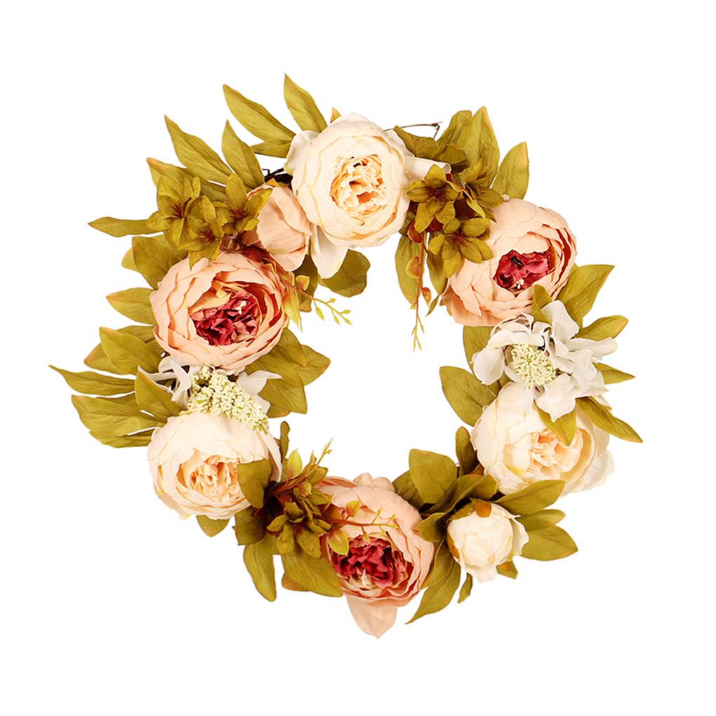 

Peony Simulated Garland Plant Rattan Ring Decoration Photography Props Wedding Party Garden Wreath Leaf Flower