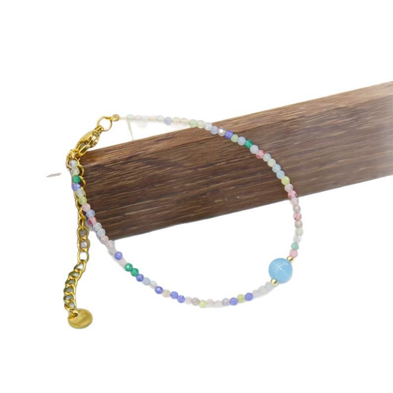 Mehrfarbige Katzenaugenstein-Kristall-Schlüsselbein-Kette - Titanstahl, Vielseitiges Dopamin-Design, Perfektes Geschenk für Frauen.