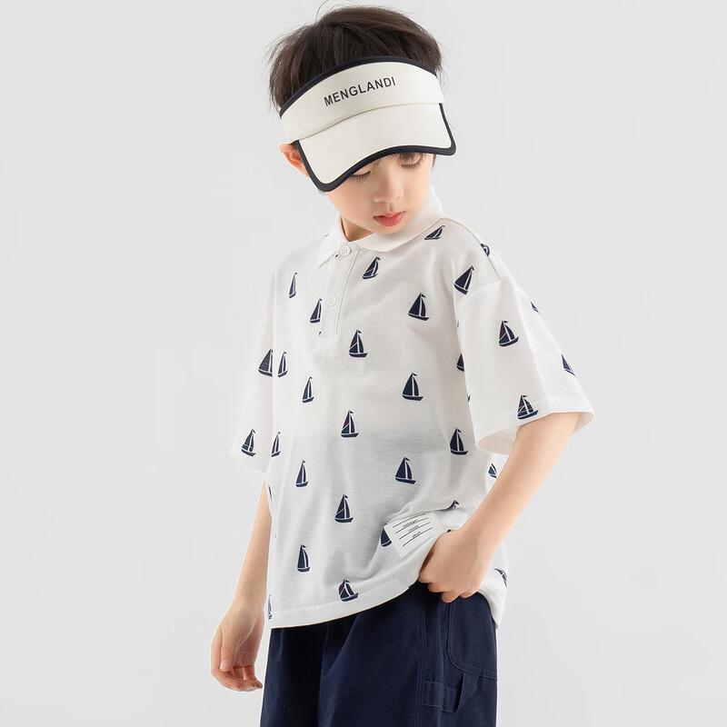 Boys' Sailboat Print Polo Shirt
