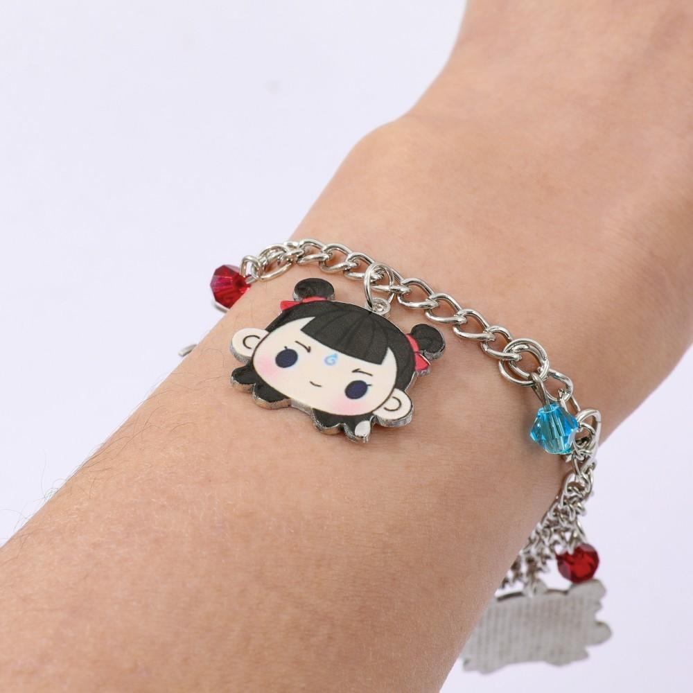 Nezha Ao Bing Cartoon Charm Bracelet With Zinc Alloy Pendant For Gift Giving