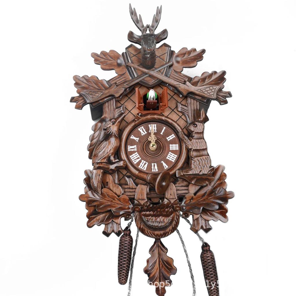 Cuckoo Wall Clock Wooden Retro Pop Out Bird Chime Hourly For Living Room Home Decor Cozy Vintage Centerpiece Gift For Family
